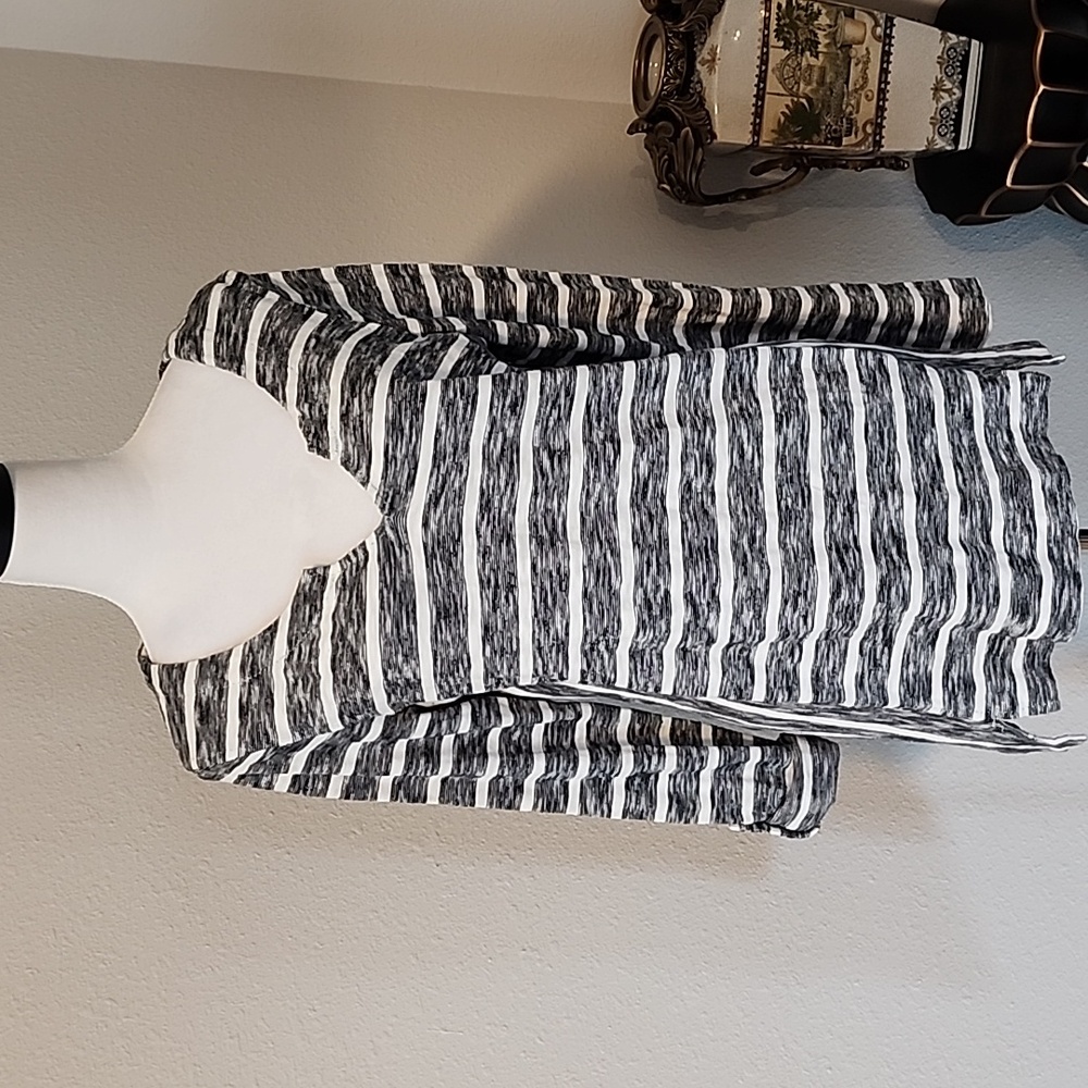 Anthropologie Striped Keyhole Tie Back Long Sleeve Top